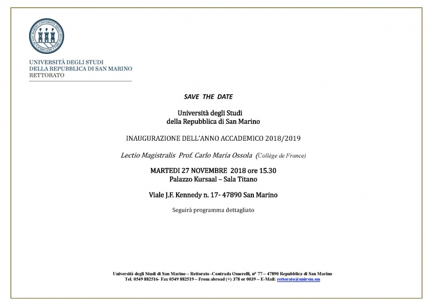 save the date UNIRSM  inaug a.a. 2018_2019