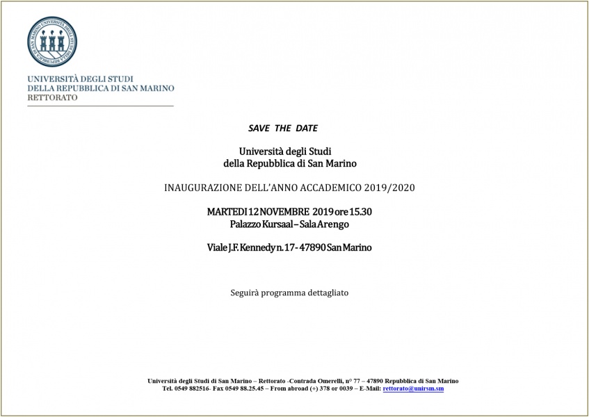 save the date UNIRSM inug a.a. 2019-2020